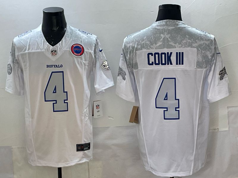 Men 2025 Buffalo Bills #4 Cook iii white 5th generation Throwback Nike Limited NFL Jersey style 010->buffalo bills->NFL Jersey
